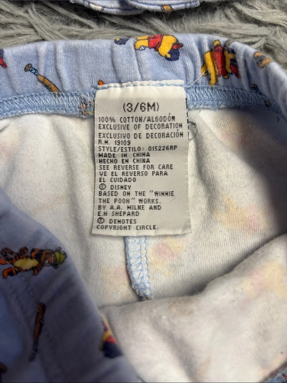 Rare Vintage Disney Baby Light Blue Winnie the Pooh Pajama Set